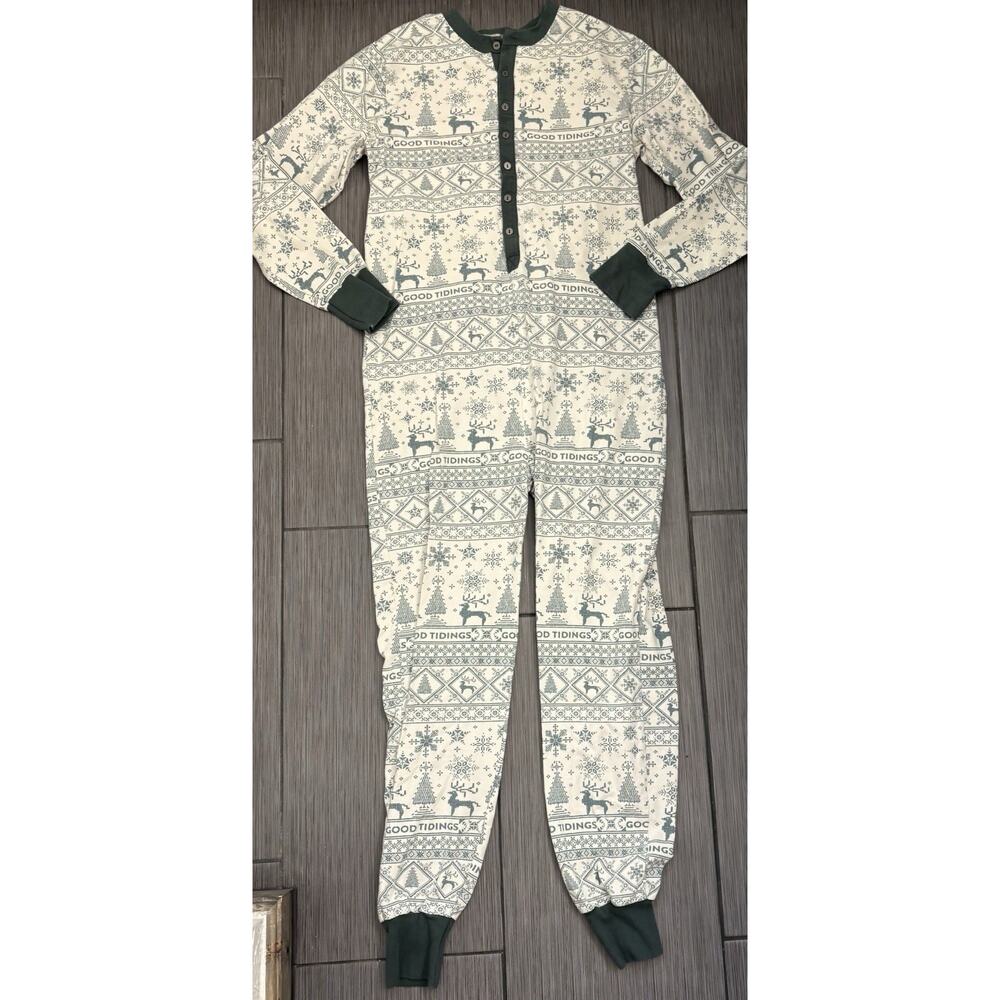 Hearth & Hand with Magnolia "Good Tidings" Union Suit Men’s Medium Green/White